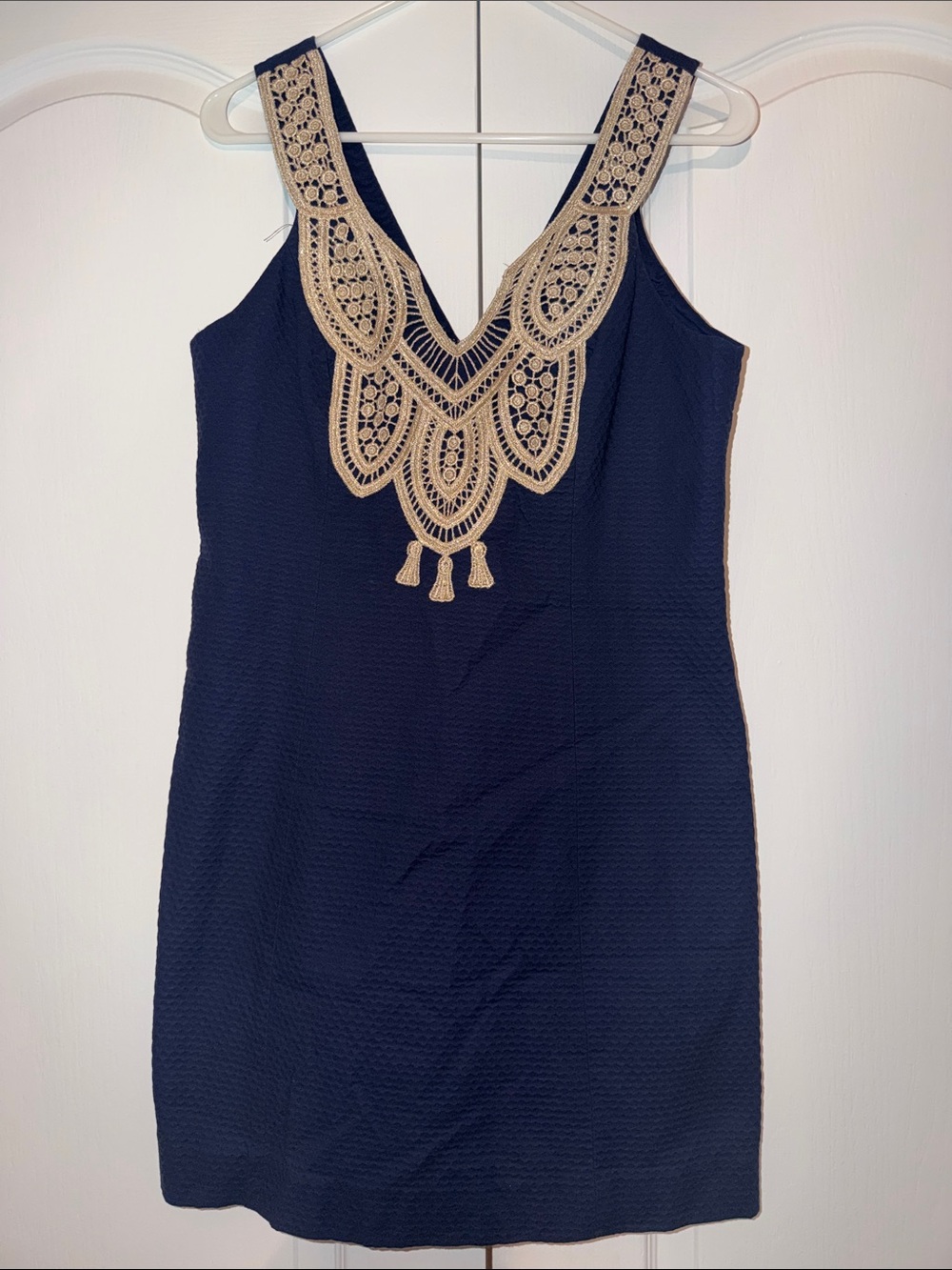 Lilly Pulitzer Largo Shift Dress Size 6 True Navy Gold